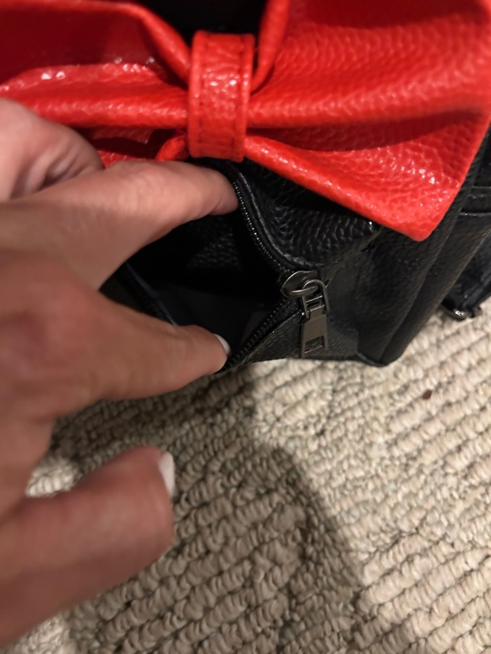 Kids Mini Backpack with Red Bow Accent - Black - Picture 4 of 11